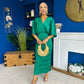 Willow Plisse Detail Midi Dress Green