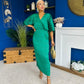 Willow Plisse Detail Midi Dress Green