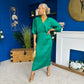 Willow Plisse Detail Midi Dress Green