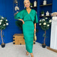 Willow Plisse Detail Midi Dress Green