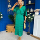 Willow Plisse Detail Midi Dress Green