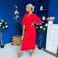 Willow Plisse Detail Midi Dress Red