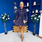 Aida Purple & Gold Long Sleeve Mini Dress