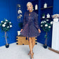 Aida Purple & Gold Long Sleeve Mini Dress