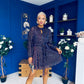 Aida Purple & Gold Long Sleeve Mini Dress