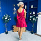 Feyre Bow Detail Sleeves Mini Dress Wine