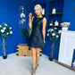 Feyre Bow Detail Sleeves Mini Dress Black