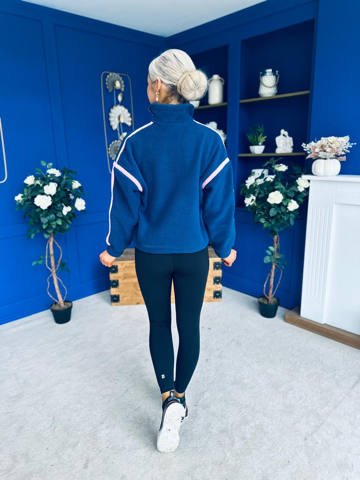 Lulu Contrast Binding 1/4 Zip Fleece Navy