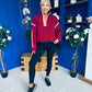 Lulu Contrast Binding 1/4 Zip Fleece Wine