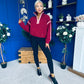 Lulu Contrast Binding 1/4 Zip Fleece Wine