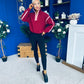 Lulu Contrast Binding 1/4 Zip Fleece Wine