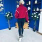 Lulu Contrast Binding 1/4 Zip Fleece Wine