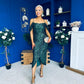Camila Sequin Occasion Midi dress Green