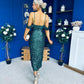 Camila Sequin Occasion Midi dress Green