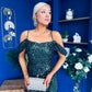 Camila Sequin Occasion Midi dress Green