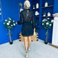 Stacey High Neck Mini Dress Burnout Black