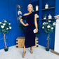 Donna Embellished Midi Dress Velvet Black