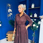 Angela Long Sleeve Maxi Shirt Dress Suede Chocolate