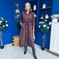 Angela Long Sleeve Maxi Shirt Dress Suede Chocolate