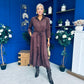 Angela Long Sleeve Maxi Shirt Dress Suede Chocolate