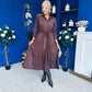 Angela Long Sleeve Maxi Shirt Dress Suede Chocolate