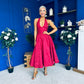 Diana Halterneck Jaquard Dress Wine