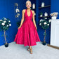 Diana Halterneck Jaquard Dress Wine