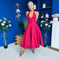 Diana Halterneck Jaquard Dress Wine