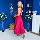 Diana Halterneck Jaquard Dress Wine