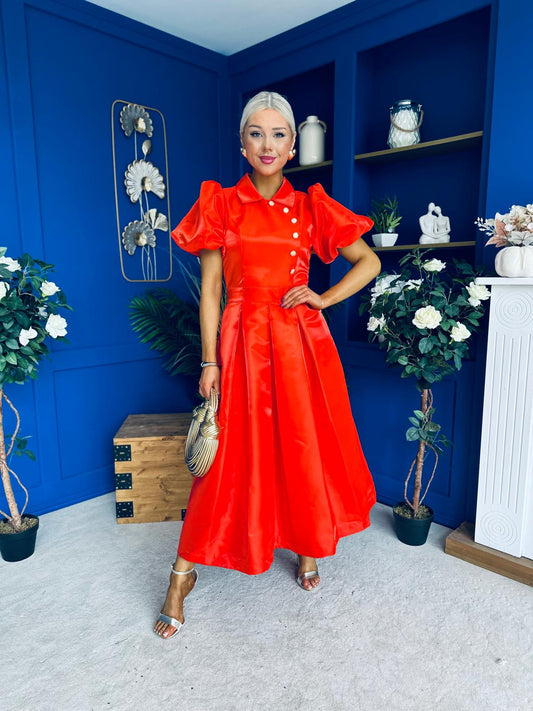 Felicity Detailed Occasion Midi Dress Amber