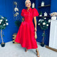 Felicity Detailed Occasion Midi Dress Red