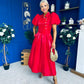 Felicity Detailed Occasion Midi Dress Red