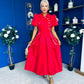 Felicity Detailed Occasion Midi Dress Red