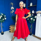 Felicity Detailed Occasion Midi Dress Red