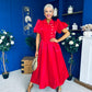 Felicity Detailed Occasion Midi Dress Red