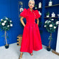 Felicity Detailed Occasion Midi Dress Red
