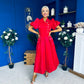 Felicity Detailed Occasion Midi Dress Red