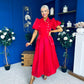 Felicity Detailed Occasion Midi Dress Red