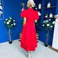 Felicity Detailed Occasion Midi Dress Red