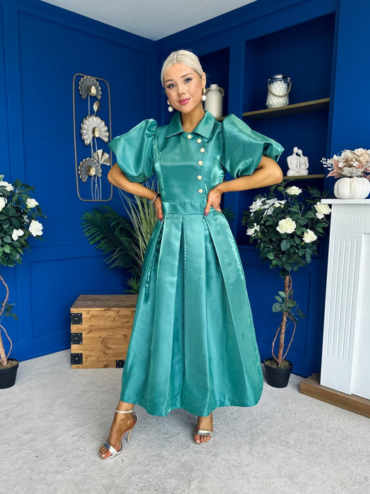 Felicity Detailed Occasion Midi Dress Forest