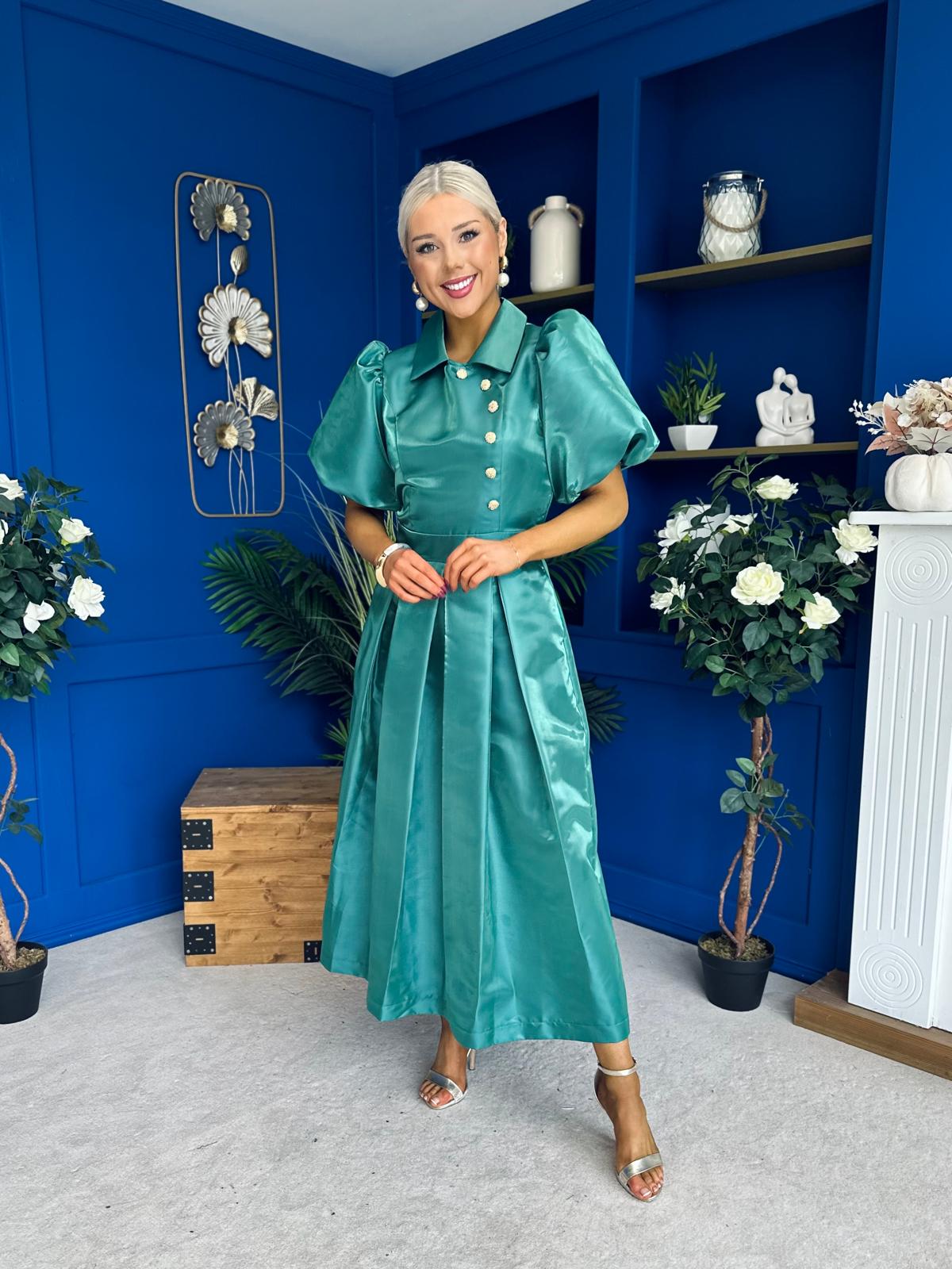 Felicity Detailed Occasion Midi Dress Forest – Canella Lane