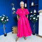 Felicity Detailed Occasion Midi Dress Fuchsia