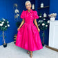 Felicity Detailed Occasion Midi Dress Fuchsia