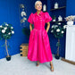 Felicity Detailed Occasion Midi Dress Fuchsia