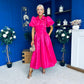 Felicity Detailed Occasion Midi Dress Fuchsia