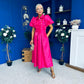 Felicity Detailed Occasion Midi Dress Fuchsia