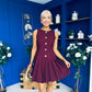 Penelopie Tailored Pleated Mini Dress Wine
