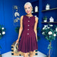 Penelopie Tailored Pleated Mini Dress Wine