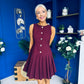 Penelopie Tailored Pleated Mini Dress Wine