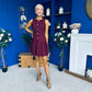 Penelopie Tailored Pleated Mini Dress Wine